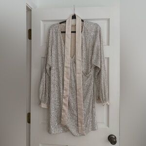Elegant Silver Long Sleeve Dress
